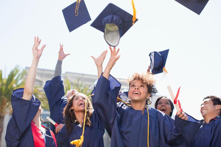 grad-night Grads throwing their mortarboards
